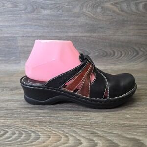 Josef Seibel Mules Clogs Womens Size 38 US 7-7.5 Brown Leather Slip On Shoes